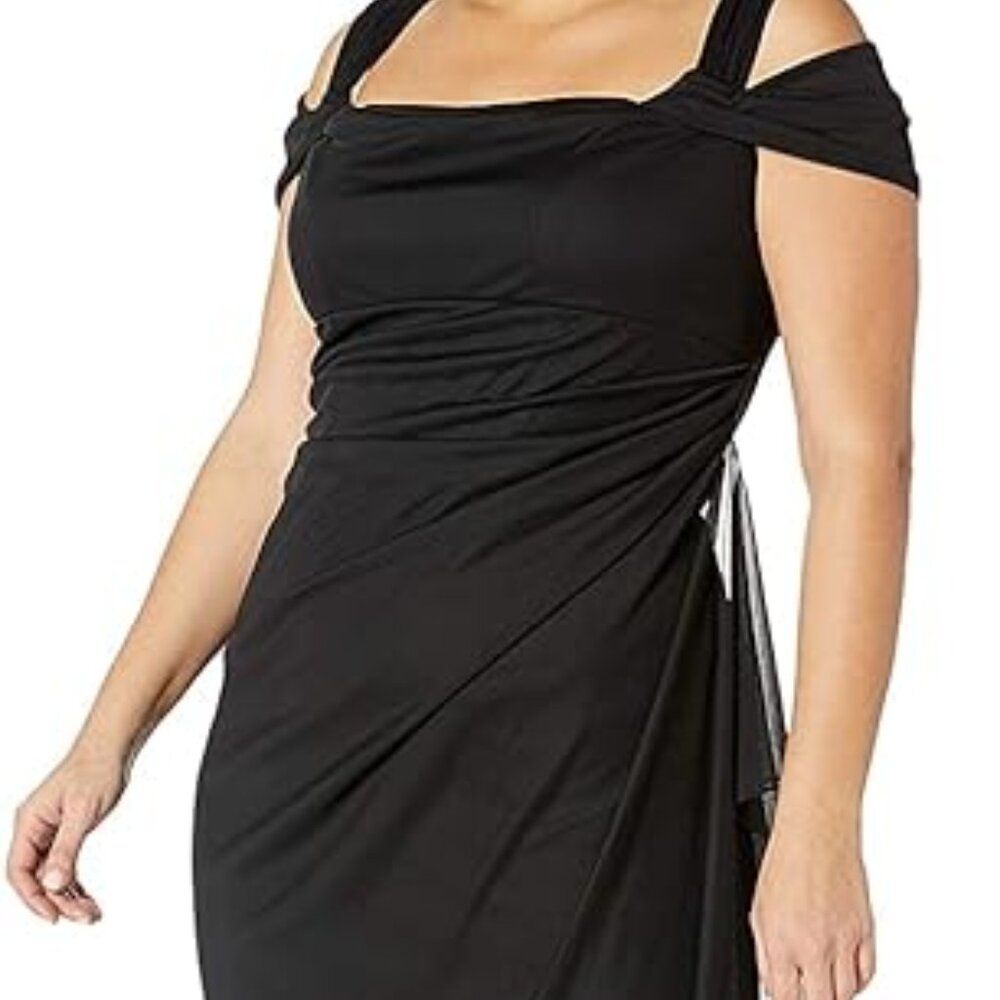 *NWT* Women's Alex Evenings Long Mesh Cold Shoulder Dress (Sz 6p) 232156